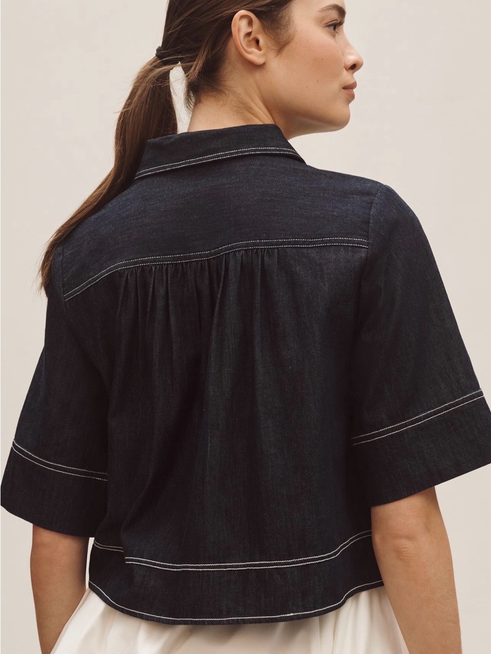 Pilcro short sleeve denim swing top size S - Picture 2 of 5